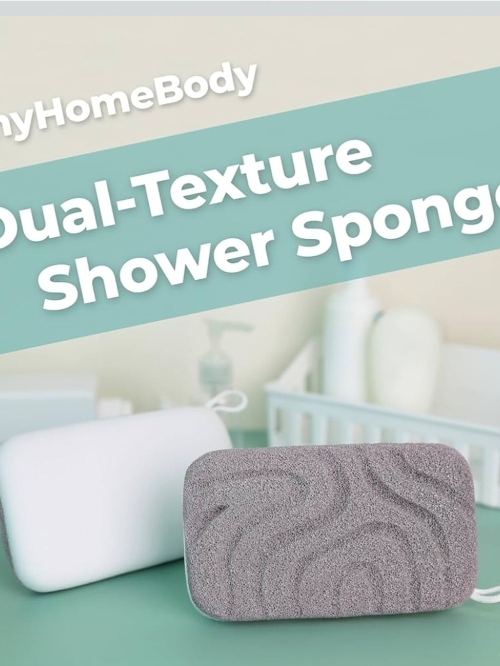 myHomeBody Extra Exfoliating Body Scrubber, Bath Sponge for Men Loofah 2 Piece